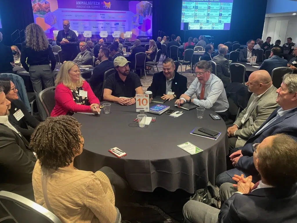 Attendees in a roundtable discussion at the Animal AgTech Innovation Summit.