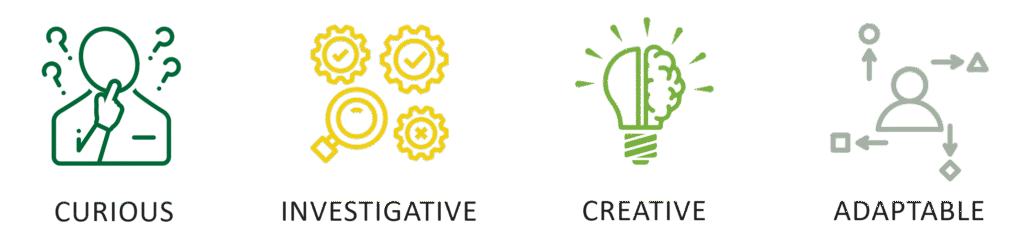 Four leadership qualities for the age of AI: curious, investigative, creative, and adaptable.