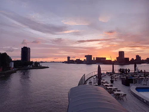 Sunset over the waterfront at the ISF World Seed Congress 2024.